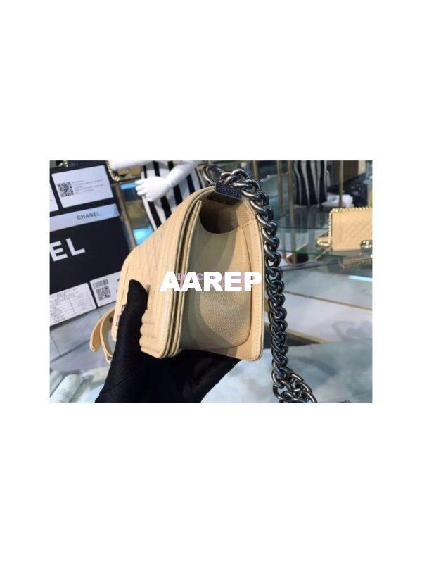 Replica Chanel Le boy Caviar 20cm Beige Bag 5