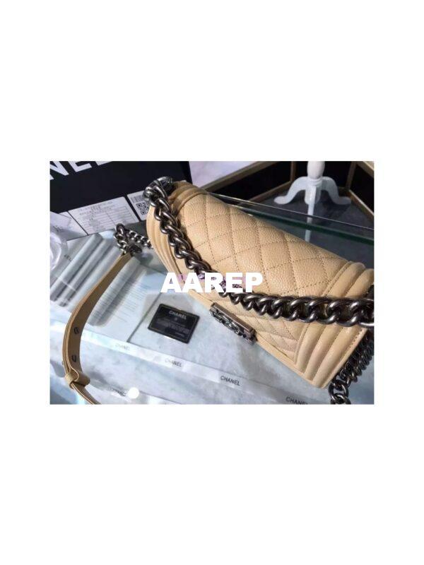 Replica Chanel Le boy Caviar 20cm Beige Bag 6