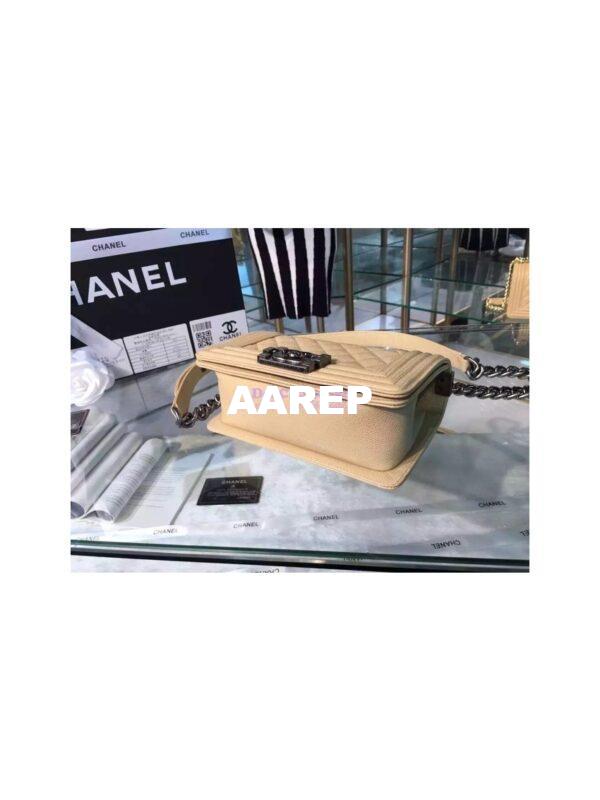 Replica Chanel Le boy Caviar 20cm Beige Bag 7