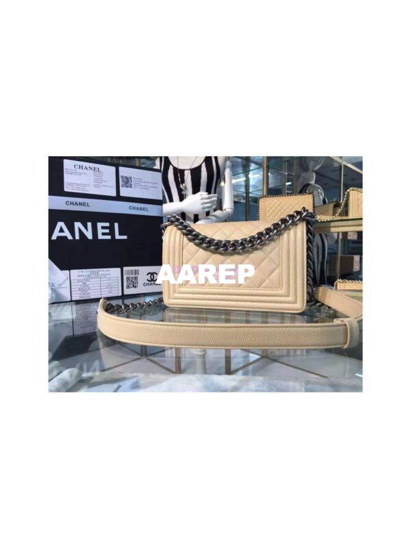 Replica Chanel Le boy Caviar 20cm Beige Bag 8