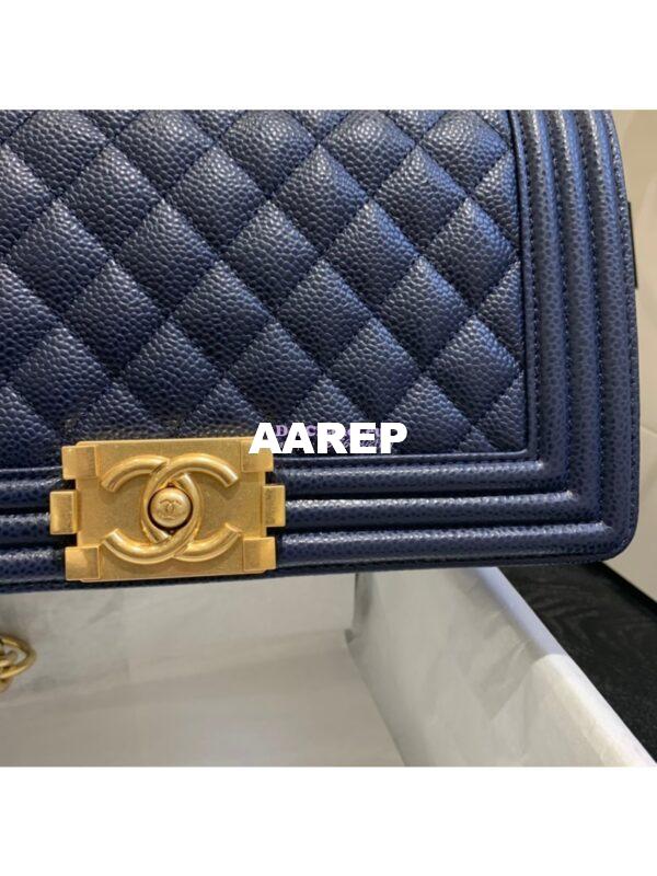 Replica Chanel Le boy Caviar Deep Blue Bag 6