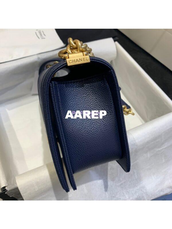 Replica Chanel Le boy Caviar Deep Blue Bag 7