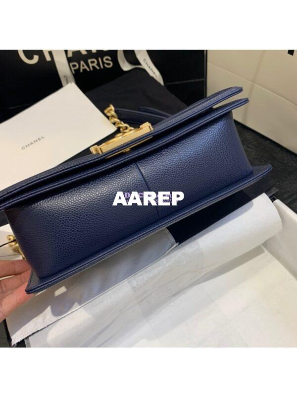 Replica Chanel Le boy Caviar Deep Blue Bag 8