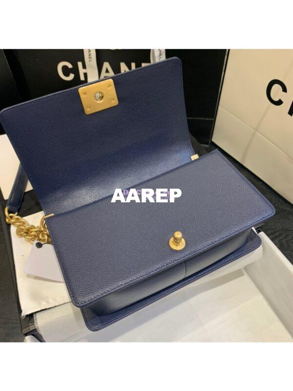 Replica Chanel Le boy Caviar Deep Blue Bag 9