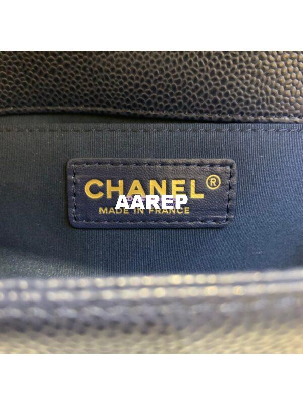 Replica Chanel Le boy Caviar Deep Blue Bag 11