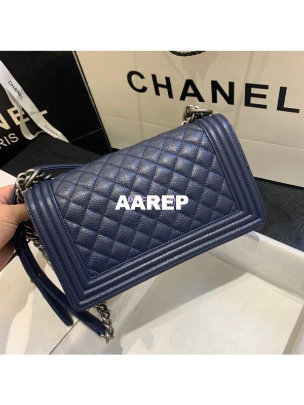 Replica Chanel Le boy Caviar Deep Blue Bag 14