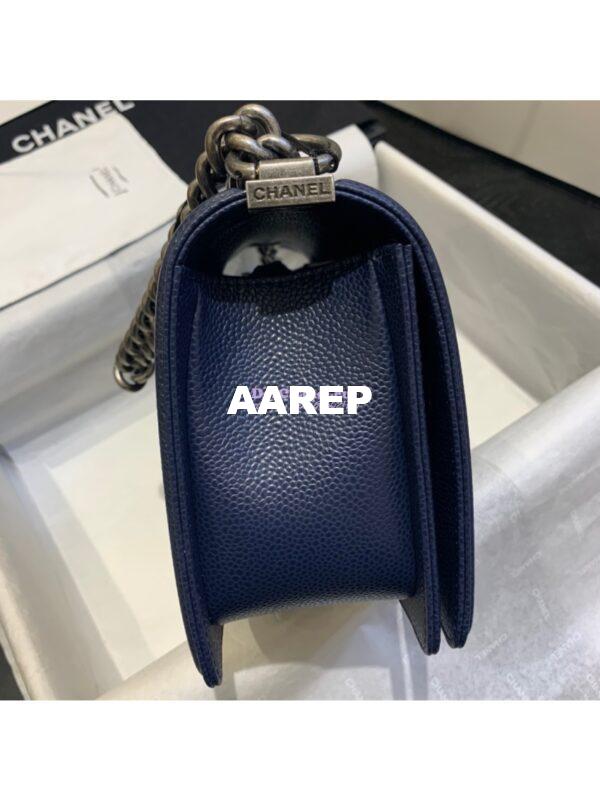 Replica Chanel Le boy Caviar Deep Blue Bag 15