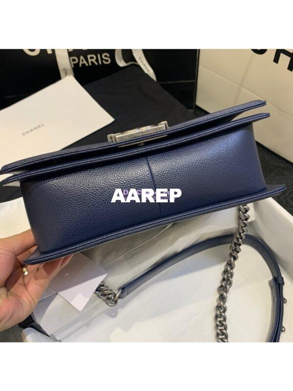 Replica Chanel Le boy Caviar Deep Blue Bag 16