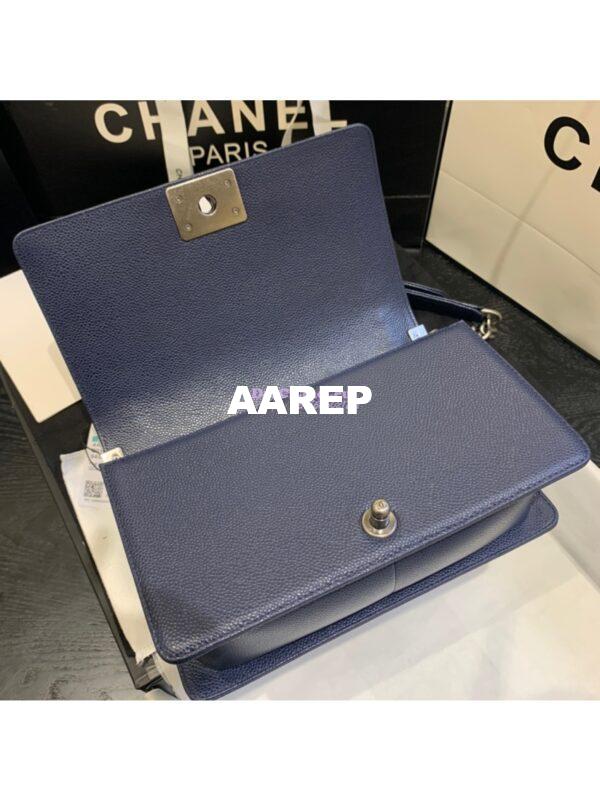 Replica Chanel Le boy Caviar Deep Blue Bag 17