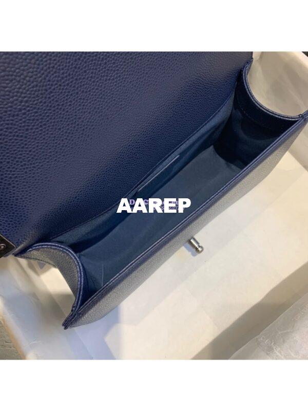 Replica Chanel Le boy Caviar Deep Blue Bag 18