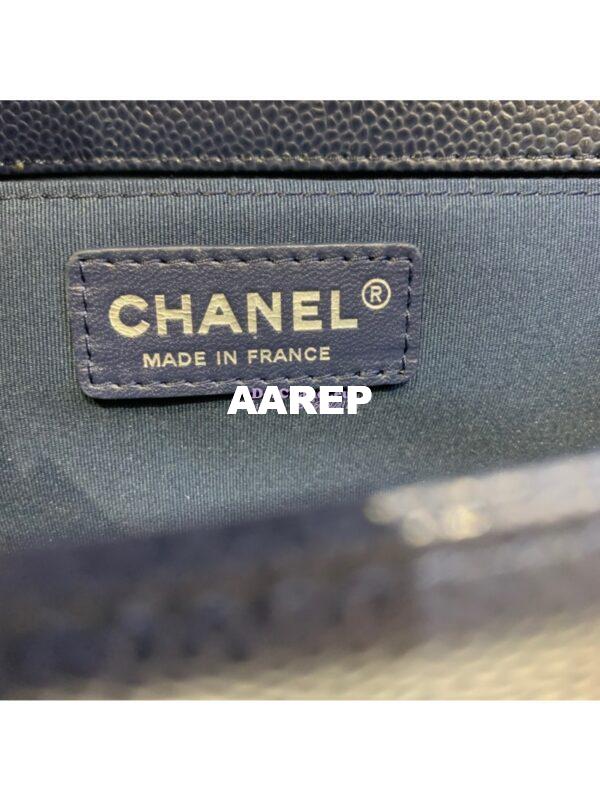 Replica Chanel Le boy Caviar Deep Blue Bag 19