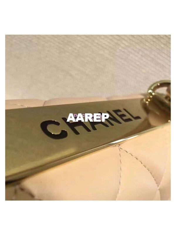 Replica Chanel Small Trendy CC A92236 Beige Flap Bag With Metal Plate 5
