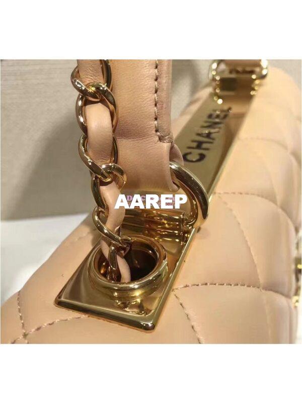 Replica Chanel Small Trendy CC A92236 Beige Flap Bag With Metal Plate 8