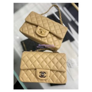 Replica Chanel Quilted Mini Classic Flap 20cm in Beige Lambskin Bag
