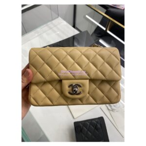 Replica Chanel Quilted Mini Classic Flap 20cm in Beige Lambskin Bag 2