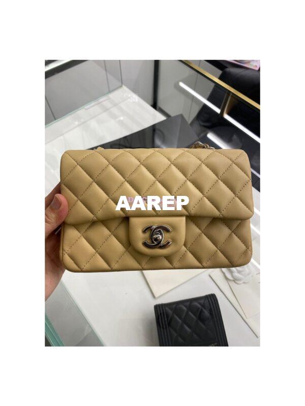 Replica Chanel Quilted Mini Classic Flap 20cm in Beige Lambskin Bag 2