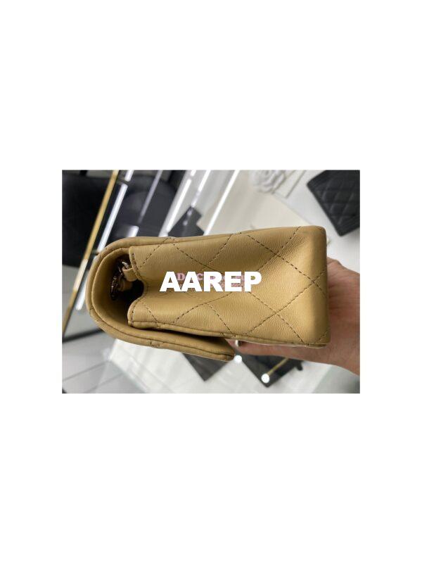 Replica Chanel Quilted Mini Classic Flap 20cm in Beige Lambskin Bag 4