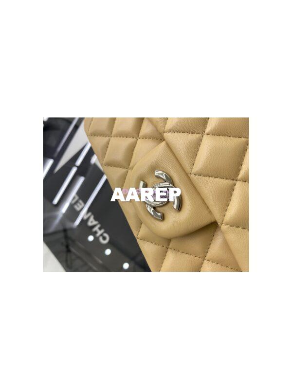 Replica Chanel Quilted Mini Classic Flap 20cm in Beige Lambskin Bag 6