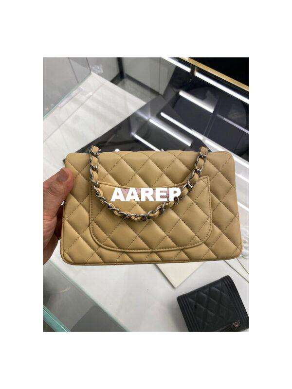Replica Chanel Quilted Mini Classic Flap 20cm in Beige Lambskin Bag 8