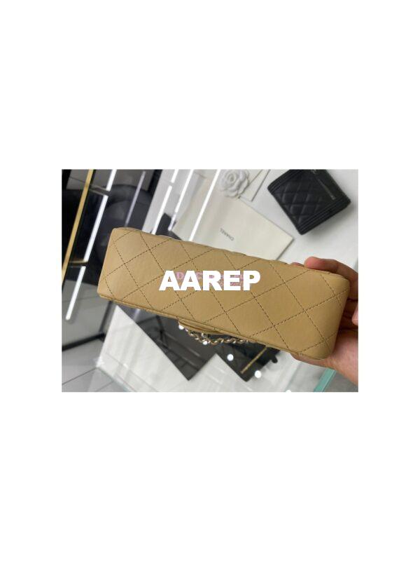 Replica Chanel Quilted Mini Classic Flap 20cm in Beige Lambskin Bag 9