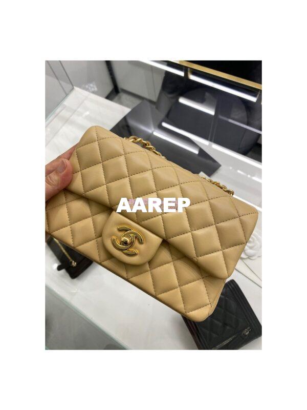 Replica Chanel Quilted Mini Classic Flap 20cm in Beige Lambskin Bag 12