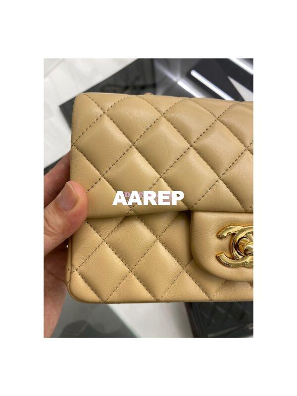 Replica Chanel Quilted Mini Classic Flap 20cm in Beige Lambskin Bag 13
