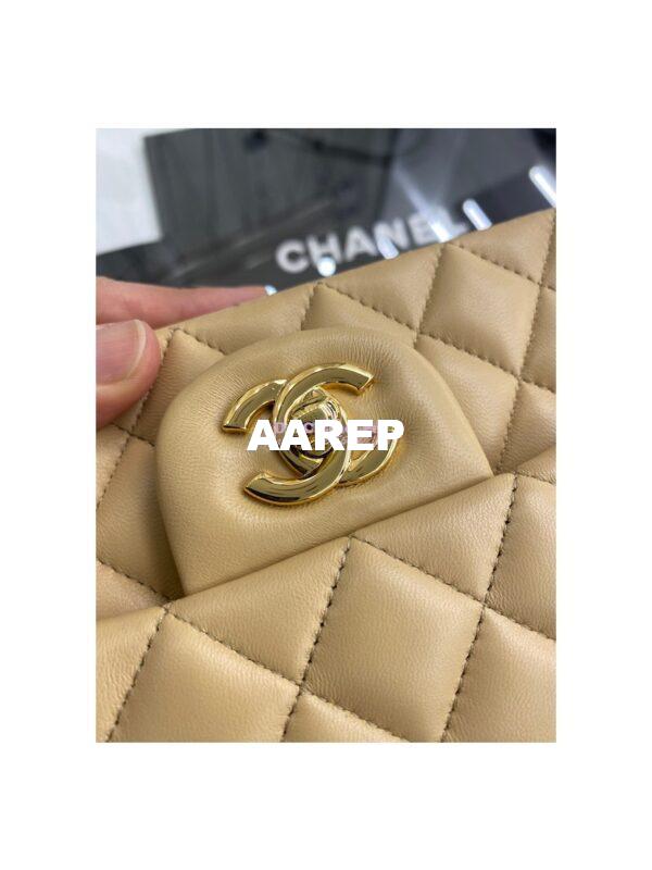 Replica Chanel Quilted Mini Classic Flap 20cm in Beige Lambskin Bag 14