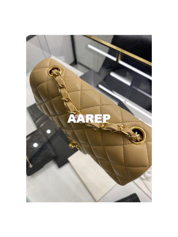 Replica Chanel Quilted Mini Classic Flap 20cm in Beige Lambskin Bag 15