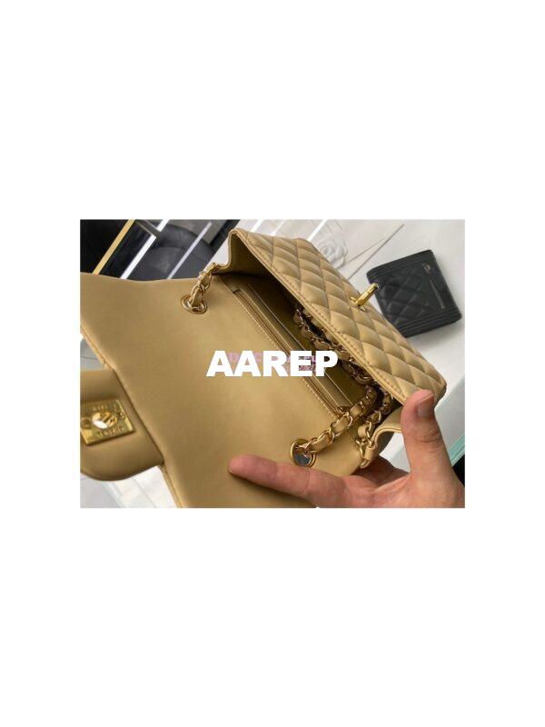 Replica Chanel Quilted Mini Classic Flap 20cm in Beige Lambskin Bag 18