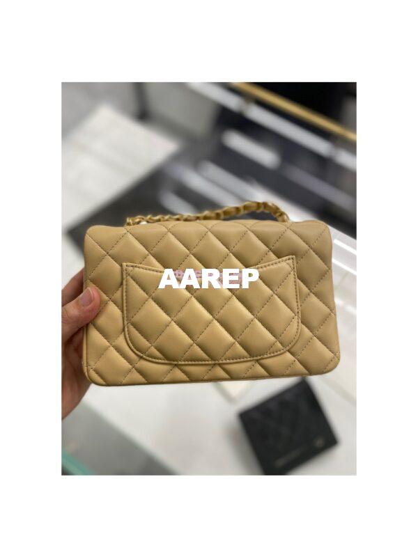 Replica Chanel Quilted Mini Classic Flap 20cm in Beige Lambskin Bag 20