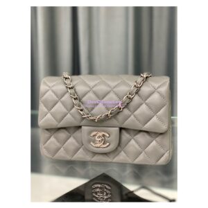 Replica Chanel Quilted Mini Classic Flap 20cm in Grey Lambskin Bag