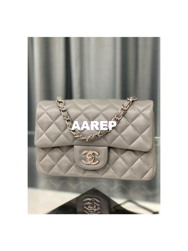 Replica Chanel Quilted Mini Classic Flap 20cm in Grey Lambskin Bag