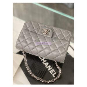 Replica Chanel Quilted Mini Classic Flap 20cm in Grey Lambskin Bag 2