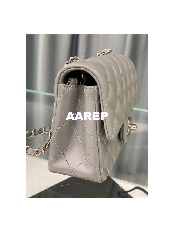 Replica Chanel Quilted Mini Classic Flap 20cm in Grey Lambskin Bag 3