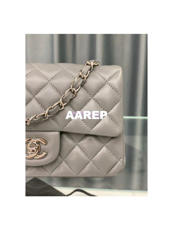 Replica Chanel Quilted Mini Classic Flap 20cm in Grey Lambskin Bag 4