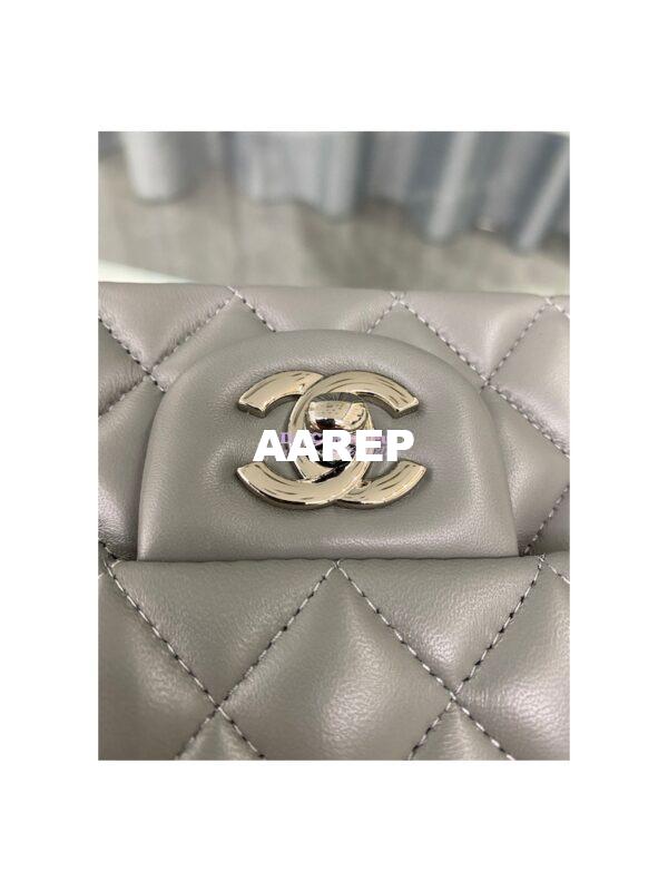 Replica Chanel Quilted Mini Classic Flap 20cm in Grey Lambskin Bag 5