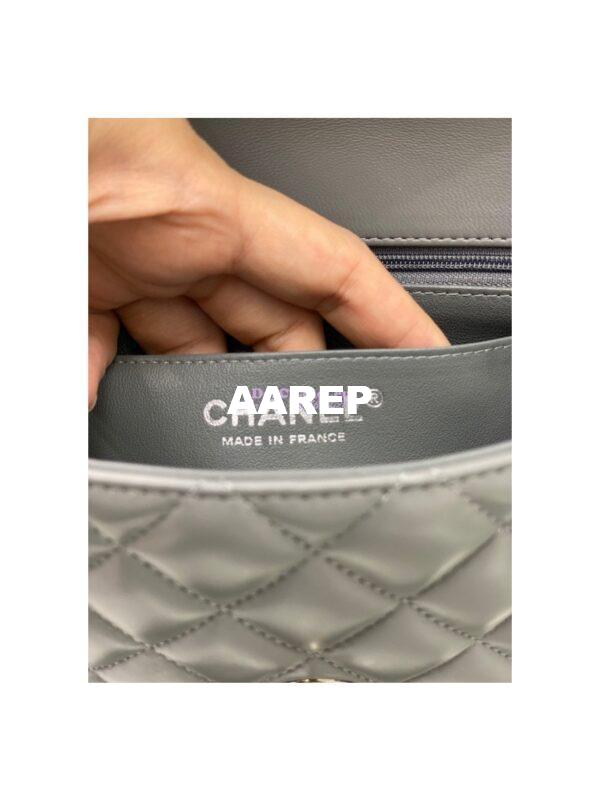 Replica Chanel Quilted Mini Classic Flap 20cm in Grey Lambskin Bag 7