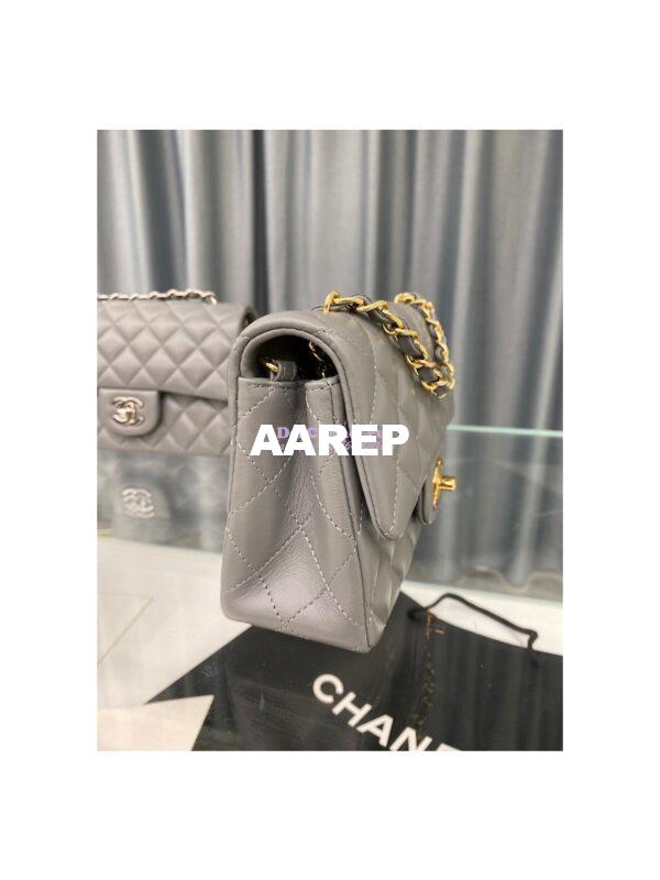 Replica Chanel Quilted Mini Classic Flap 20cm in Grey Lambskin Bag 10