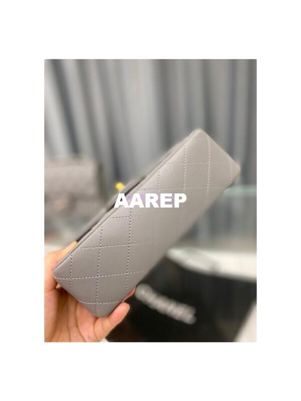 Replica Chanel Quilted Mini Classic Flap 20cm in Grey Lambskin Bag 15
