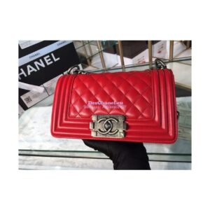 Replica Chanel Le boy Lambskin 20cm Red Bag 2