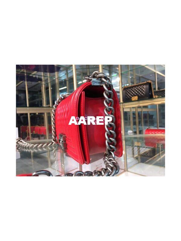 Replica Chanel Le boy Lambskin 20cm Red Bag 5
