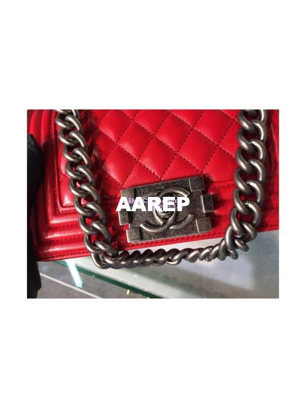 Replica Chanel Le boy Lambskin 20cm Red Bag 6
