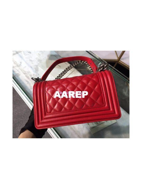 Replica Chanel Le boy Lambskin 20cm Red Bag 7