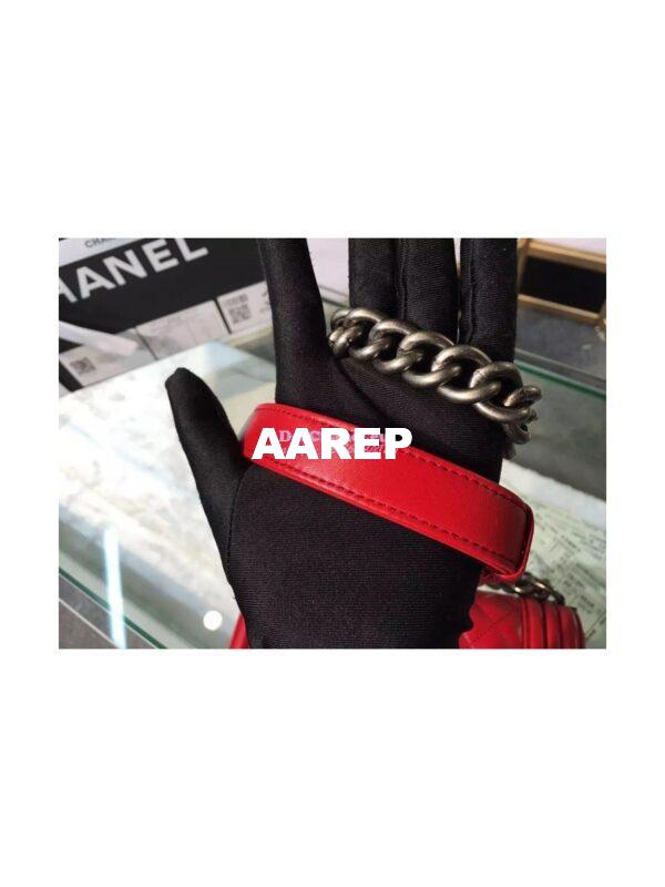 Replica Chanel Le boy Lambskin 20cm Red Bag 9
