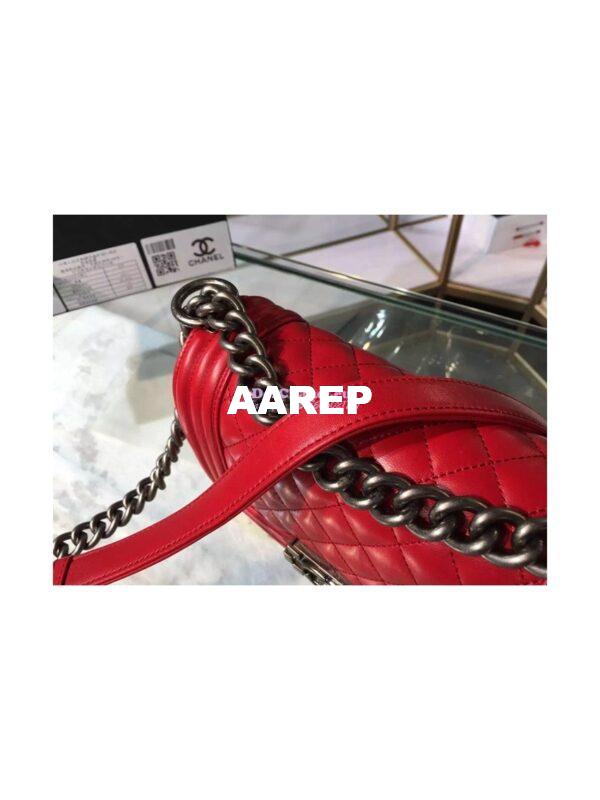 Replica Chanel Le boy Lambskin 20cm Red Bag 10