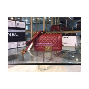 Replica Chanel Le boy Caviar 20cm Claret Red Bag