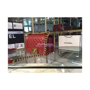 Replica Chanel Le boy Caviar 20cm Claret Red Bag 2