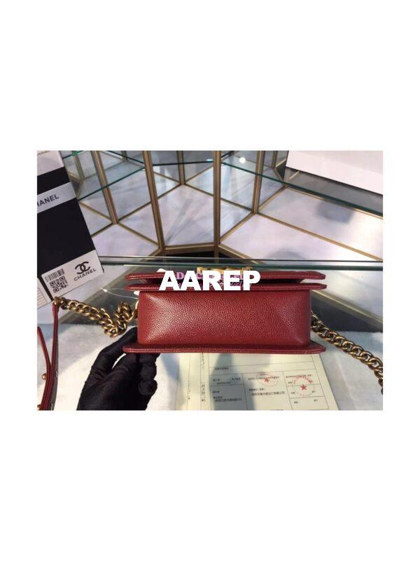 Replica Chanel Le boy Caviar 20cm Claret Red Bag 7