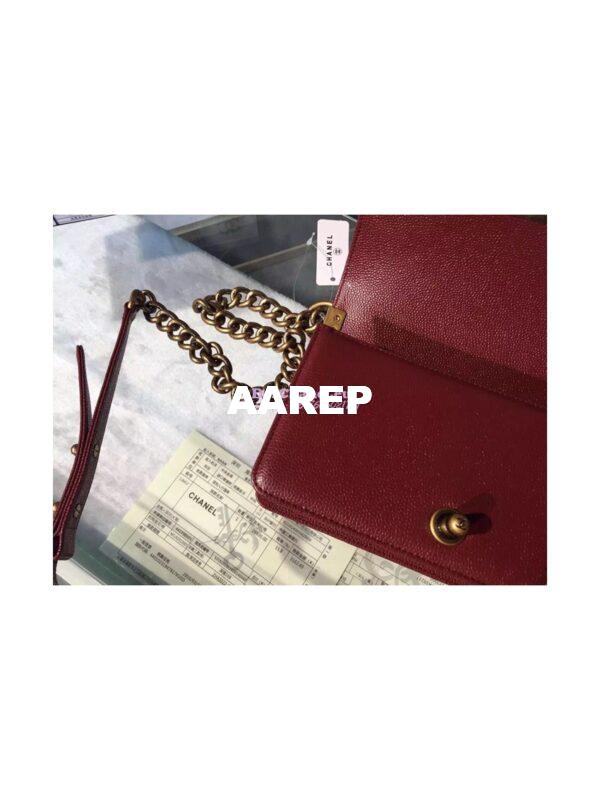 Replica Chanel Le boy Caviar 20cm Claret Red Bag 8