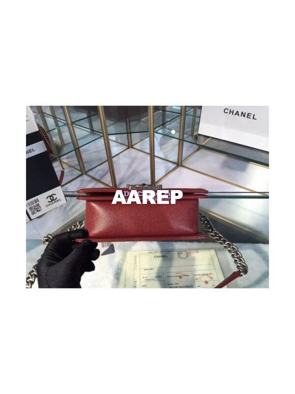 Replica Chanel Le boy Caviar 20cm Claret Red Bag 14